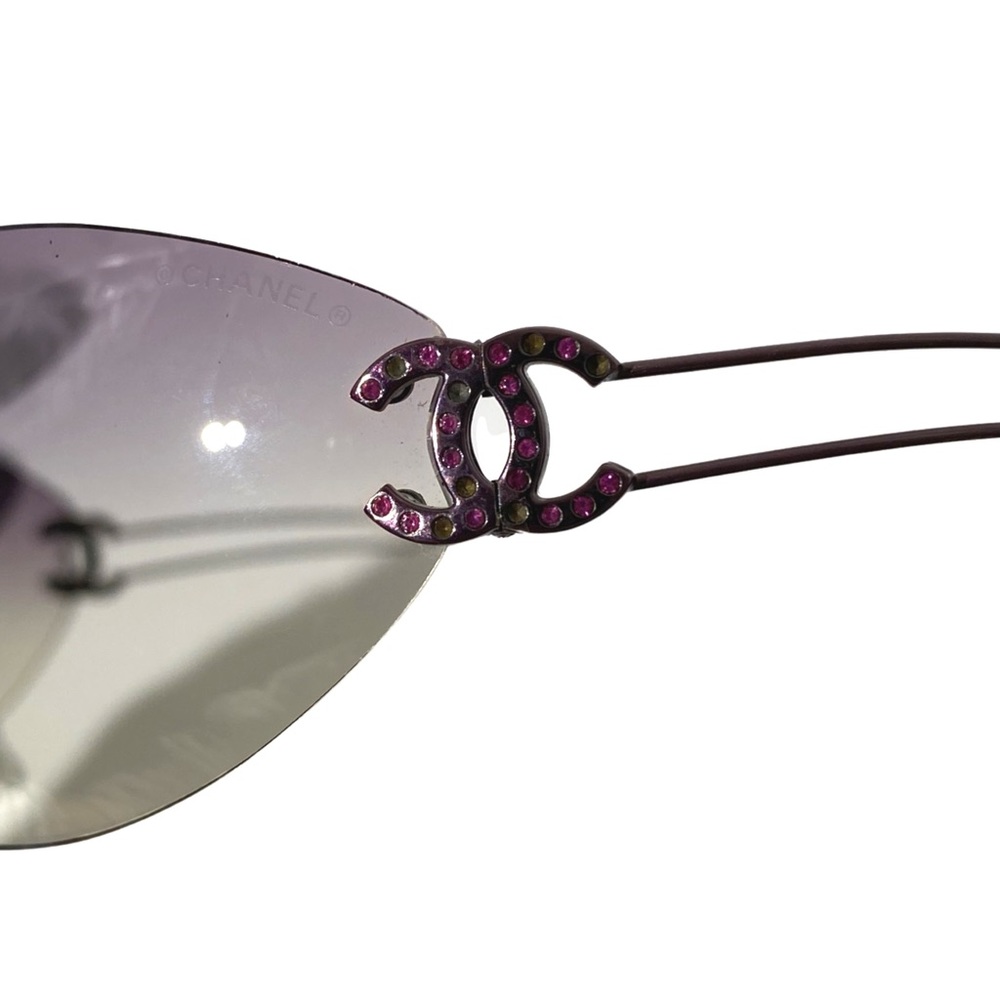 Chanel 4049B Purple Gradient Rhinestone Rimless Sunglasses - Picture 9 of 9
